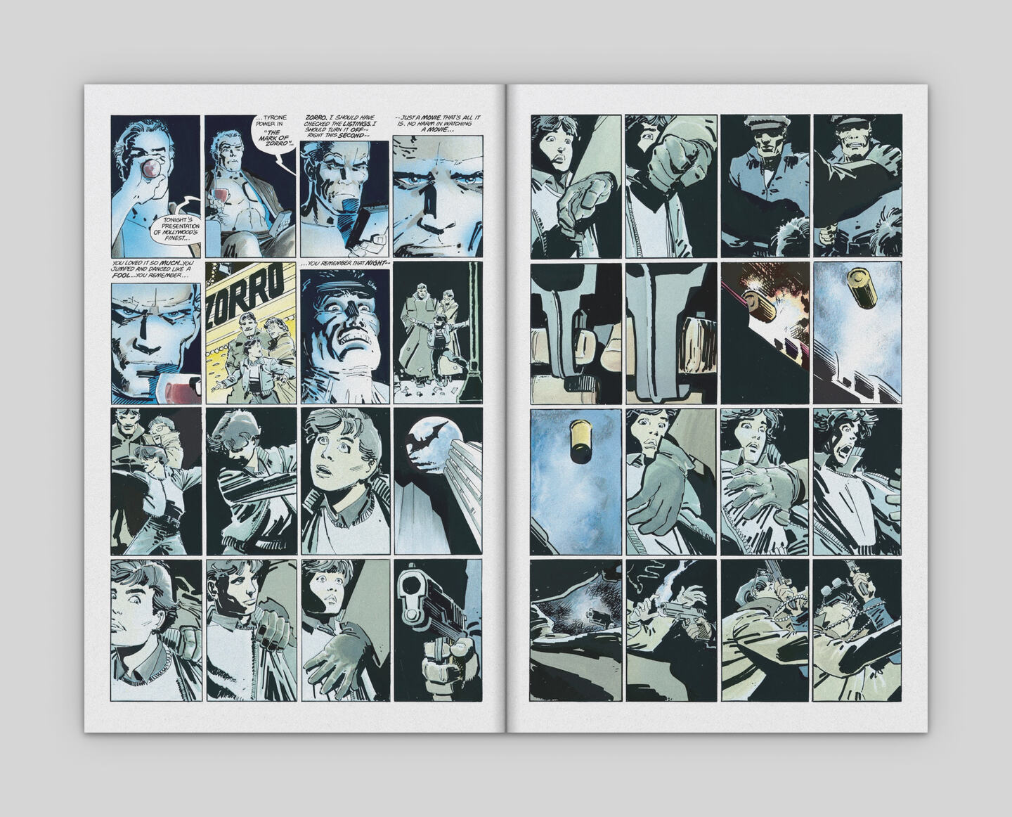 Pages 16–17, taken from The Dark Knight Returns by Frank Miller, Klaus Janson, and Lynn Varley.