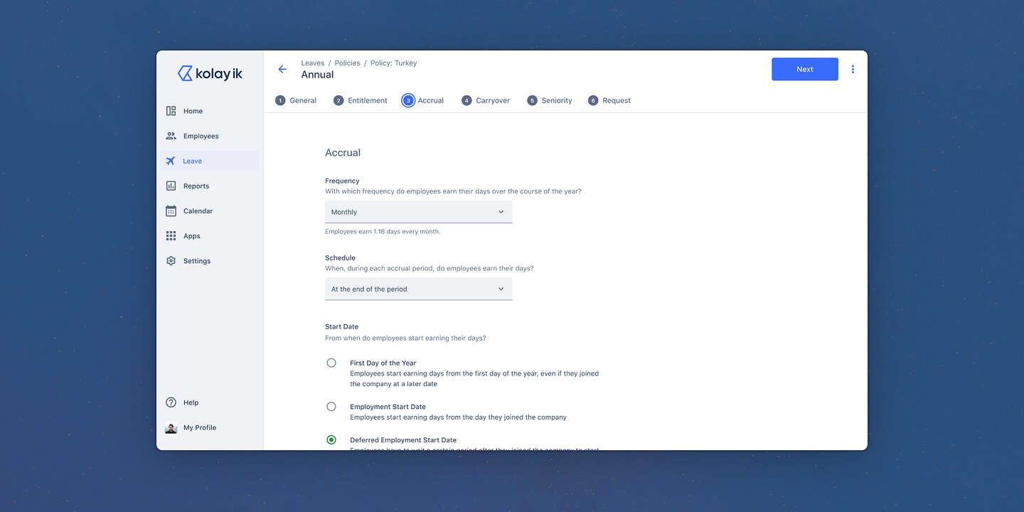 Kolay is an ecosystem of HR solutions, including modules for Employee, Expense, Leave, Performance, and Shift Management, available on both web and mobile applications.
