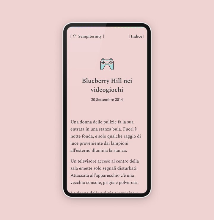 A screenshot of Sempiternity, a site/collection of witty short stories.