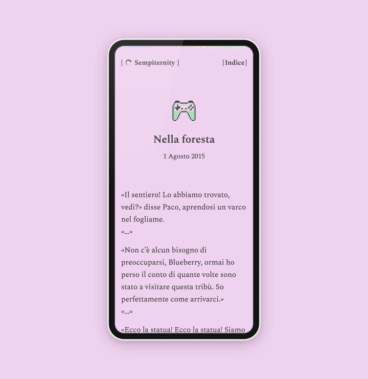 A screenshot of Sempiternity, a site/collection of witty short stories.